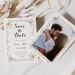 Save The Date Whimsical Quirky Hand Draw Bow Enregistrer La Cart