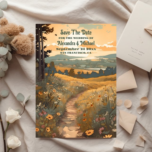 Save The Date Whimsical Rustic Fleur sauvage Meadow Mariage (Créateur téléchargé)