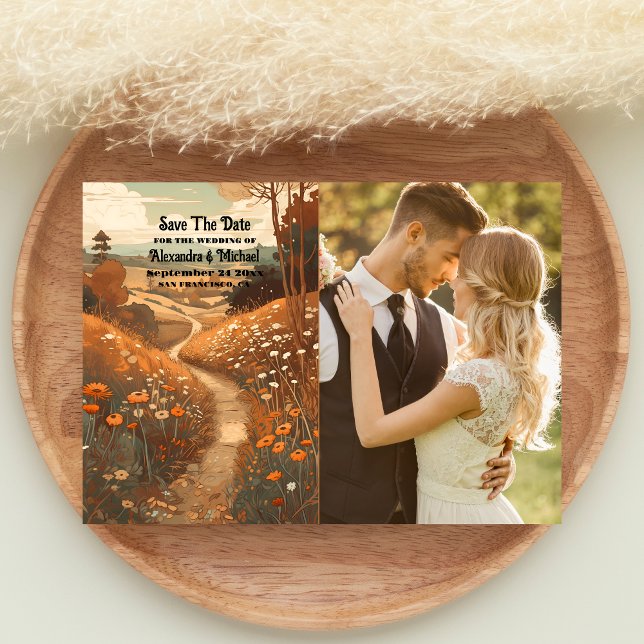 Save The Date Whimsical Rustic Fleur sauvage Meadow Mariage (Créateur téléchargé)