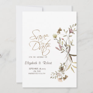 Save The Date Whimsical Watercolor Fleur sauvage Enregistrer la 