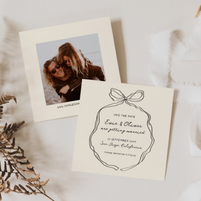 Save The Date Whimsky Quirky manuscrit Mariage Bow (Créateur téléchargé)