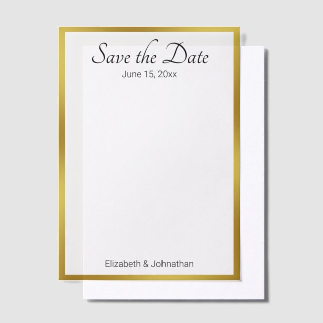 Save the Date White and Gold Elegant Wedding Vellum Invitations (Offset)