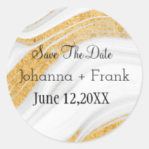 Save The Date| White and Gold Marble