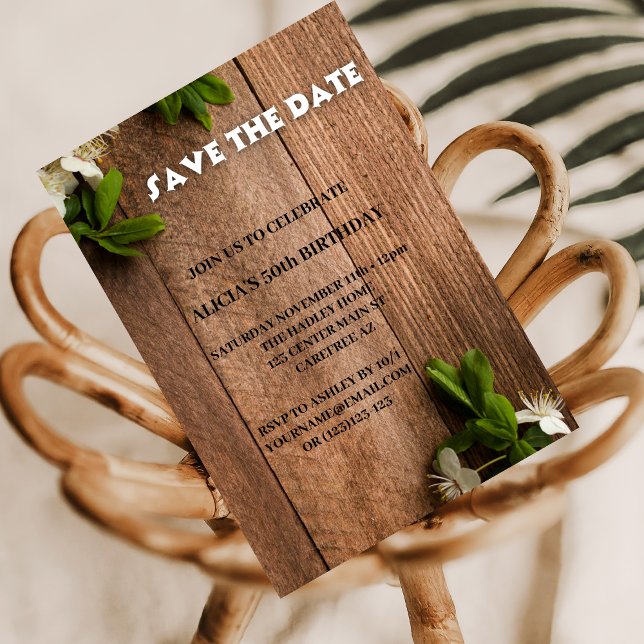 Save The Date White Brown 50th Birthday Invitation (Creator Uploaded)