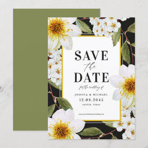 Save The Date White Dahlia et Spirea Botanical