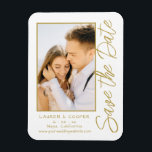 Save The Date White Gold Stylish Modern Wedding Magnet<br><div class="desc">Save The Date White Gold Stylish Script Modern Wedding Magnets features a white background with your custom photo. Personalize with your text by editing the text in the text boxes provided. Designed for you by ©Evco Studio www.zazzle.com/store/evcostudio</div>