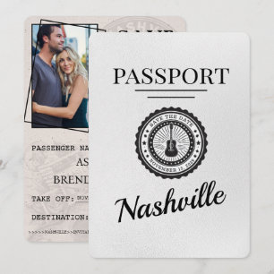 Save The Date White Nashville Passport Enregistrer La Date