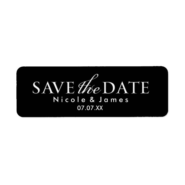 SAVE THE DATE White Typography Sticker Label (Front)