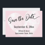 Save the Date White Watercolor Heart on Pink Card<br><div class="desc">In this unique, artistic wedding-themed design I've used an elegant, modern calligraphy font to create a graphic typography overlay reading ""Save the Date". Behind the text I've placed a white watercolor heart distressed in an artistic way such that your chosen background colour peeks through; I've used pale pastel pink in...</div>