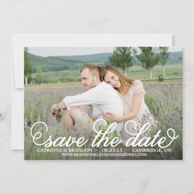Save The Date White Whimsical Script Enregistrer la date annonce (Devant)