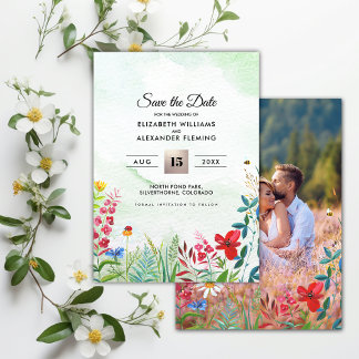 Save the Date. Wild Meadow | Wildflowers Photocard Save The Date