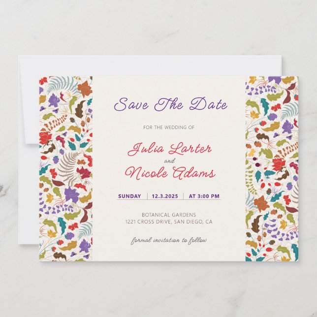 Save The Date Wild Rose Woods Exotic Flower Garden Mariage (Devant)