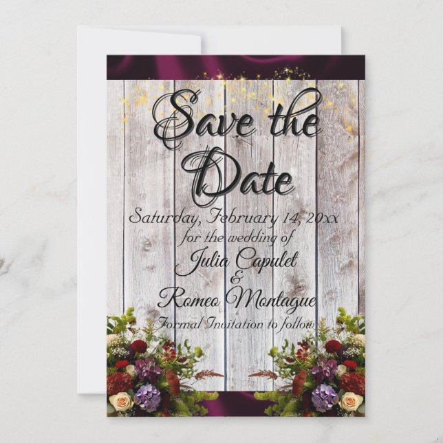 Save The Date Wildflowers, Ribbon & Lights - Purple (Devant)