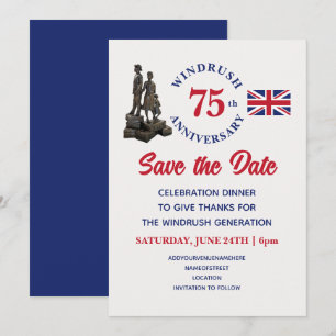 Save The Date WINDRUSH 75e anniversaire Union Jack