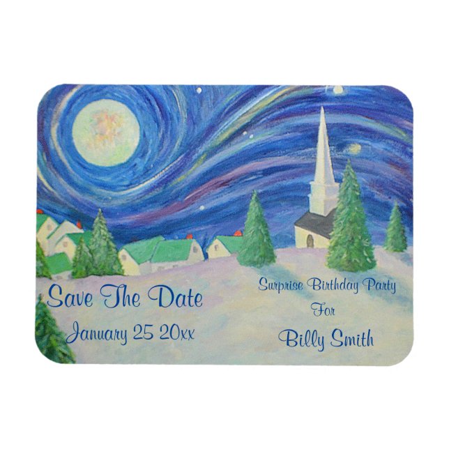 Save The Date Winter Birthday Magnet (Horizontal)