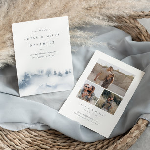 Save The Date Winter Mountain Sauvez la date avec la photo Colla