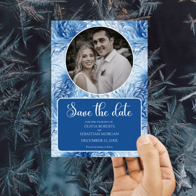 Save The Date Winter Wonderland Blue Snowflakes Mariage (Créateur téléchargé)
