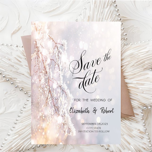 Save The Date Winter Wonderland Branches Enregistrer La Date (Créateur téléchargé)