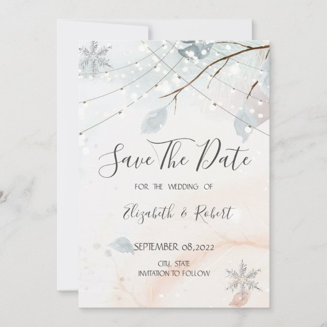 Save The Date Winter Wonderland, Tree Branch Enregistrer la date (Devant)