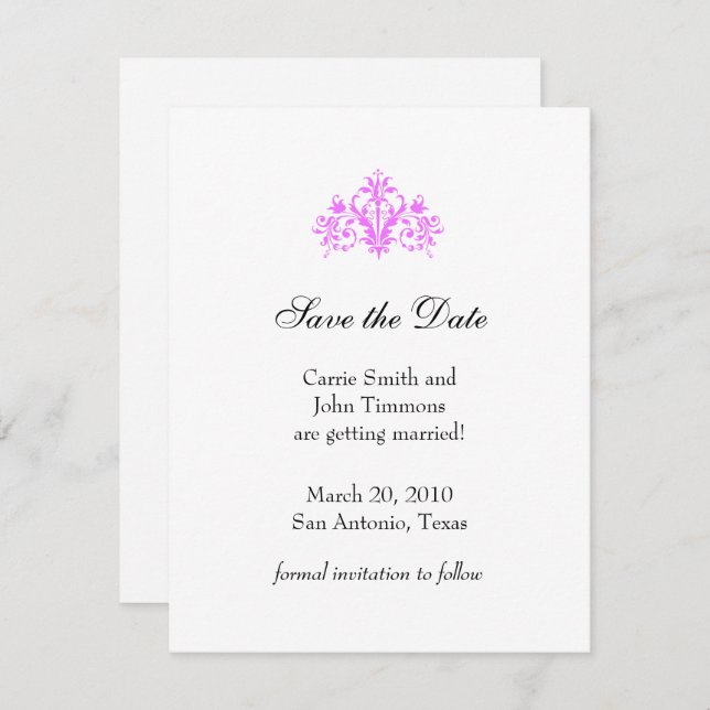 Save the Date with Baroque Motif (Front/Back)