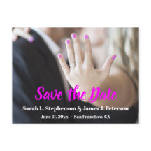 Save the Date with Engagement Ring Photo