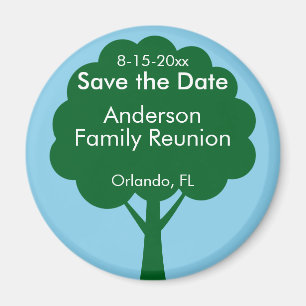 Save the Date with Name Place Tree Family Reunion Magnet