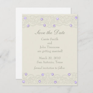 Save the Date with Purple Crystals Invitation