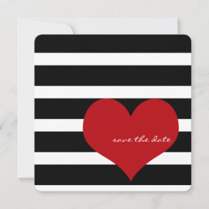 Save The Date With Red Heart and Stripes