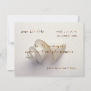 Save the Date with Sea Shell in the Sand