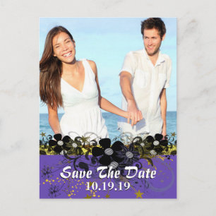 Save the Date with YOUR Photo -Yellow and Lilac Announcement Postcard