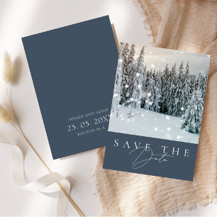 Save The Date Wonderland Woodland Mariage de script de neige