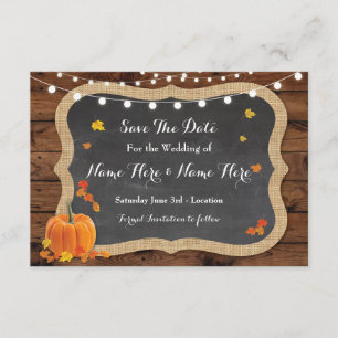 Save The Date Wood Pumpkin Fall Wedding Engagement Invitation