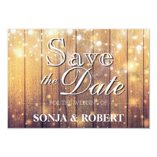 Save the Date - Wood with Lights Card