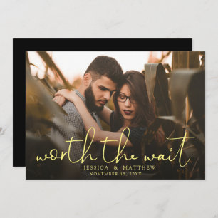 Save The Date Worth the Wait Mariage Photo Script Modern Overlay