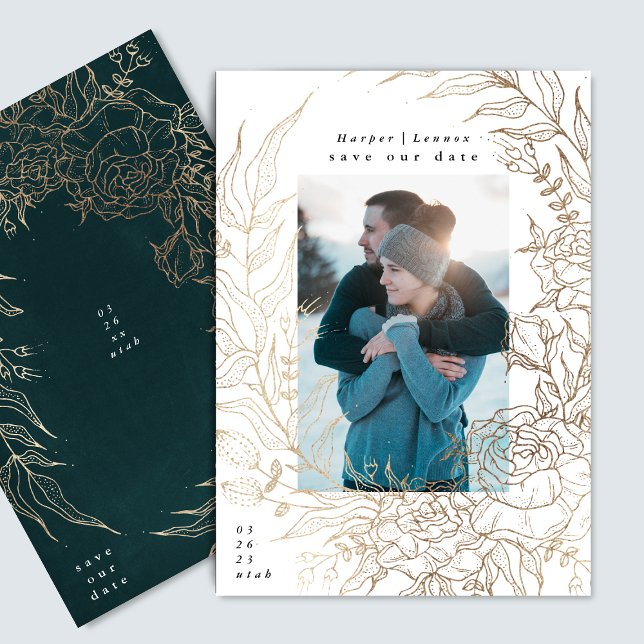 Save The Date Wreath Classique Élégant Et Moderne Or Élégant (Créateur téléchargé)