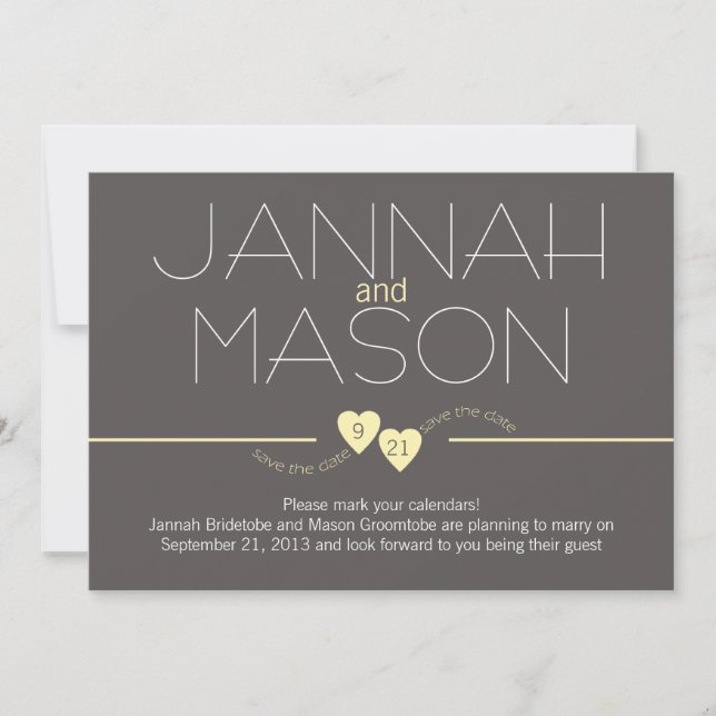 Save the Date Yellow Hearts (Front)