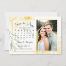 Yellow & Sage Boho Roses Calendar & Photo Wedding