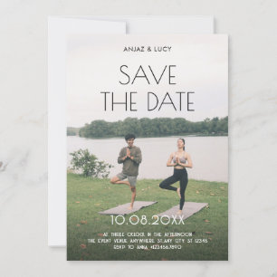 Save The Date Yoga couple photo mariage