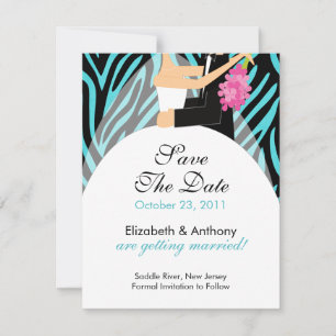 Save The Date Zebra Enregistrer La Date Annonce Turquoise