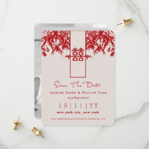 Save The Date Zen Bamboo Double Bonheur Chinois Sauver La Date