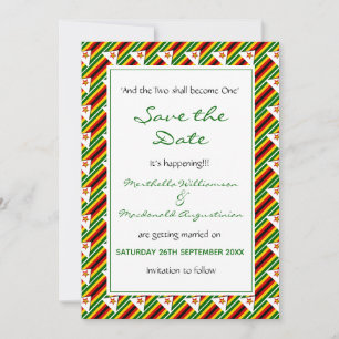 Save The Date ZIMBABWE DRAPEAU Customisé Écriture C'EST EN TRAIN