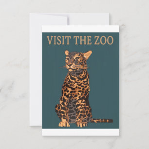 Save The Date Zoo de Leopard Illustration Vintage