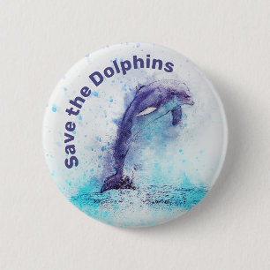 Save the Dolphins Animal Rights Button Pin