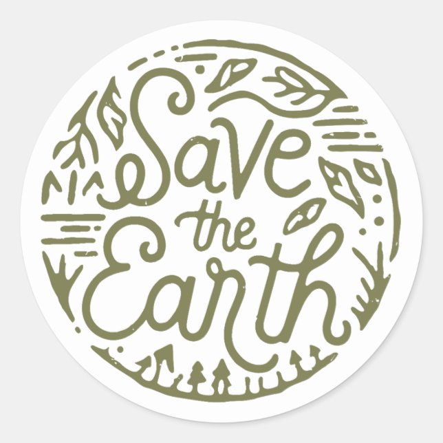 Save the earth classic round sticker (Front)