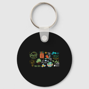 Save The Earth Day Recycle Planet Environmental Pr Keychain