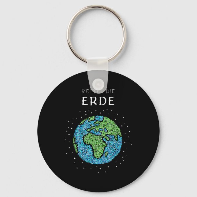 Save The Earth Globe Environmental Protection Clim Keychain (Front)