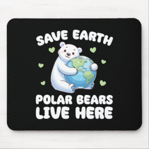 Save The Earth Polar Bears Live Here Earth Day Mouse Pad