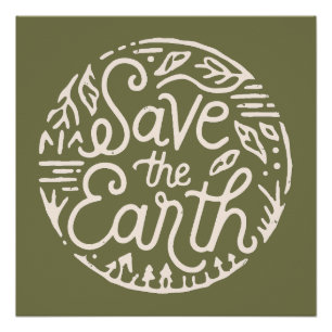 Save the earth retro go green poster