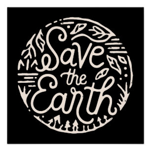 Save the earth retro poster