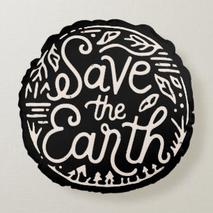 Save the earth round pillow